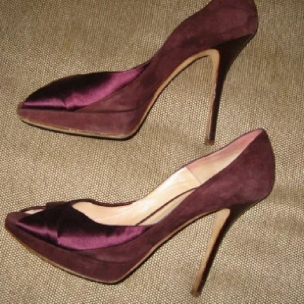❤️CHRISTIAN DIOR PURPLE Satin & Suede Stiletto Pumps Heels Shoes 39 -4 1…